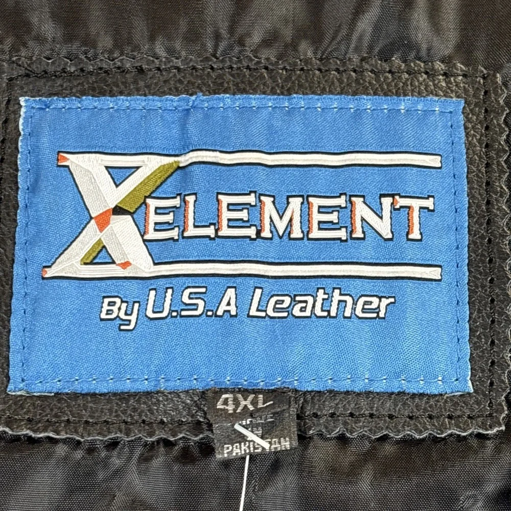 Xelement Vest Mens Size 4XL‎ Black Denim Button Up Motorcycle Biker Riding NEW